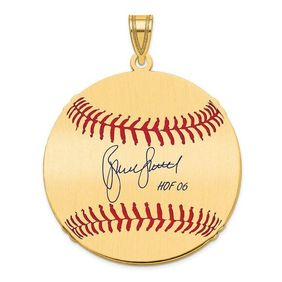 14K Gold Plated Bruce Sutter Signature LG Enamel Baseball Pendant